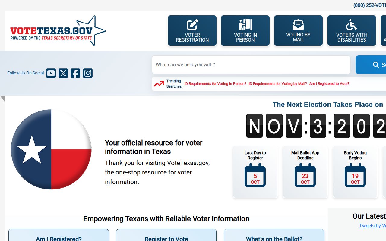 Wichita Falls residents directory VoteTexas voter lookup entry page