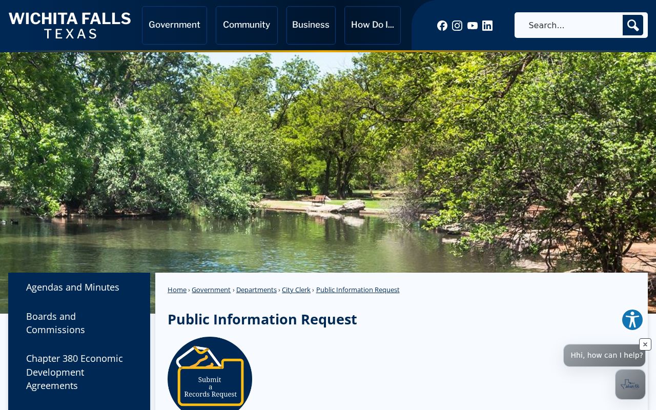 Wichita Falls residents directory public information request page