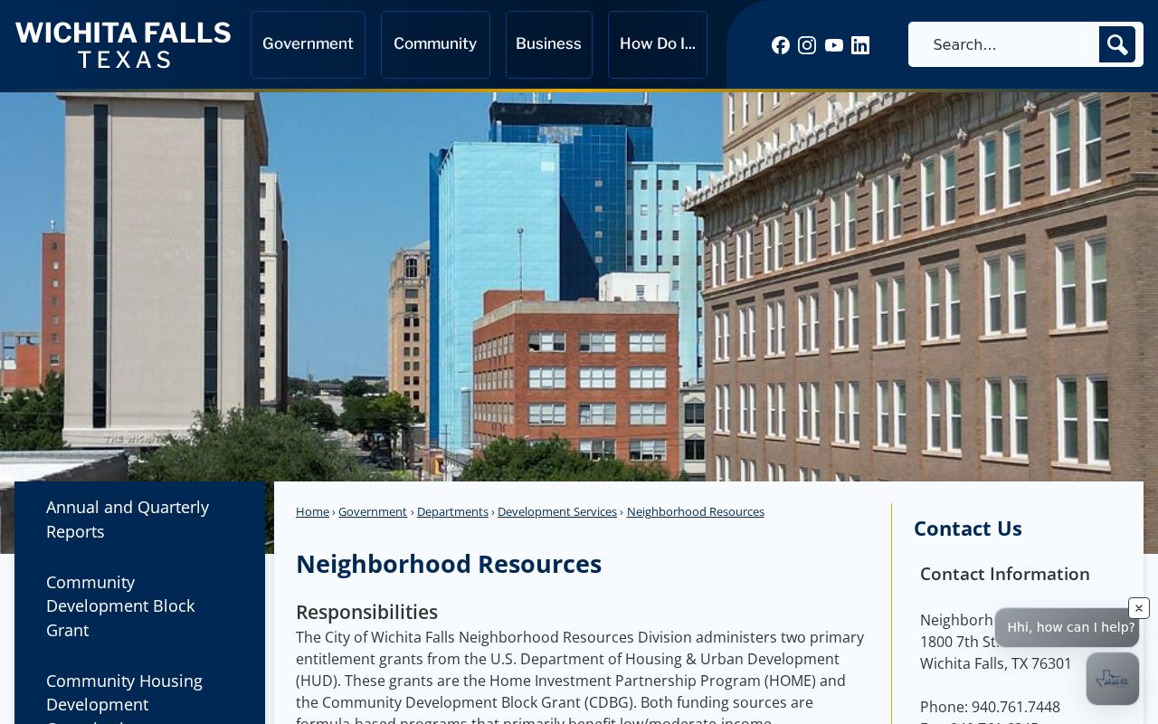 Wichita Falls neighbors community context on the City Neighborhood Resources page