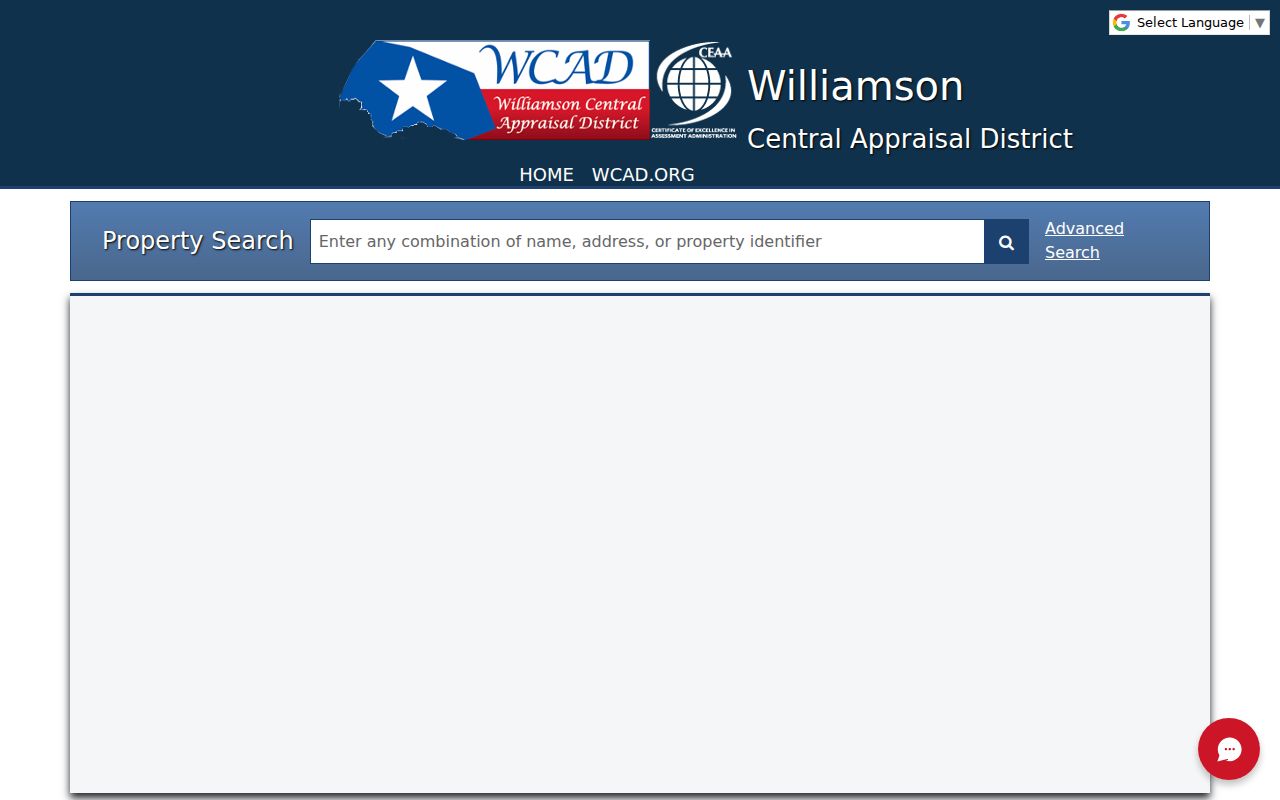 Wichita Falls street directory WCAD Property Search page